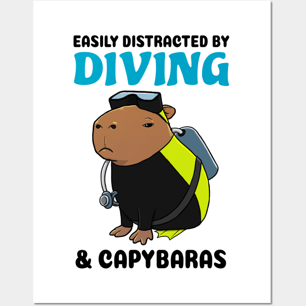 Easily Distracted by Diving and Capybaras Wall Art by capydays